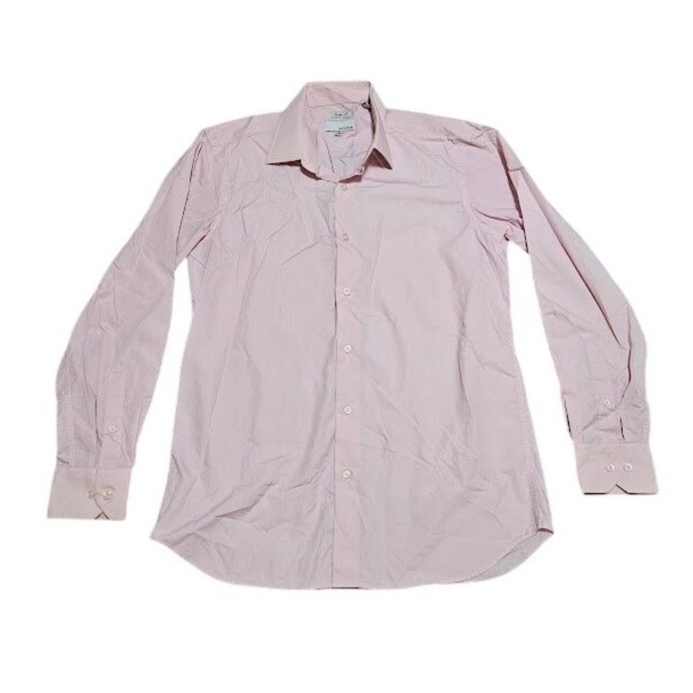 MODENA Dress Shirt Men Size 16 34/35 Light Pink Slim Fit Button UP Classic